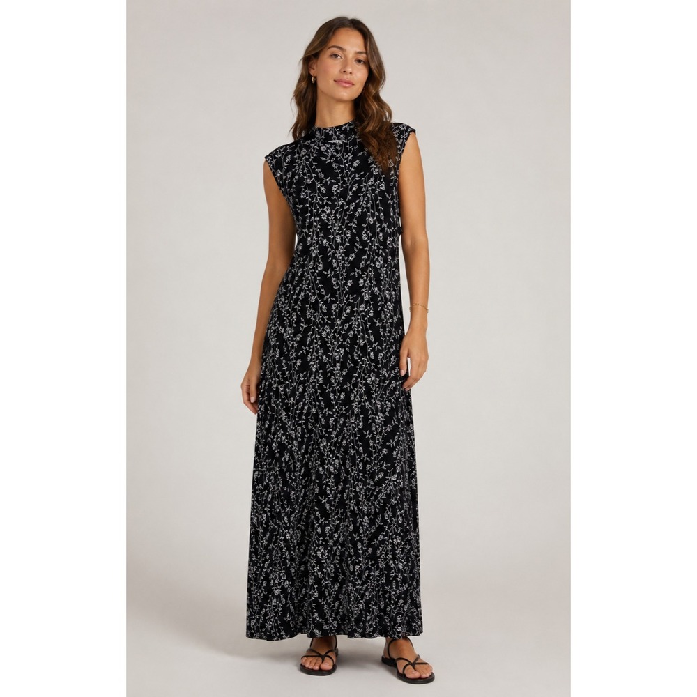 Vintage Y2K Ronnie‎ Nicole Maxi Dress 12P Black White Dark Romantic Whimsigoth